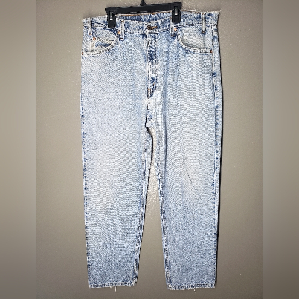 Levis Vintage 550 Orange Tab Jeans 36x32 Relaxed Fit Light Wash 1997 Has Wear